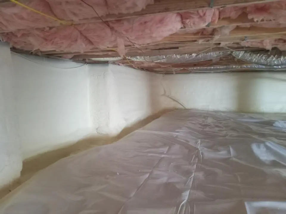 Crawl space encapsulation with closed-cell spray foam for Storm Damage Roof Repair in Keyes